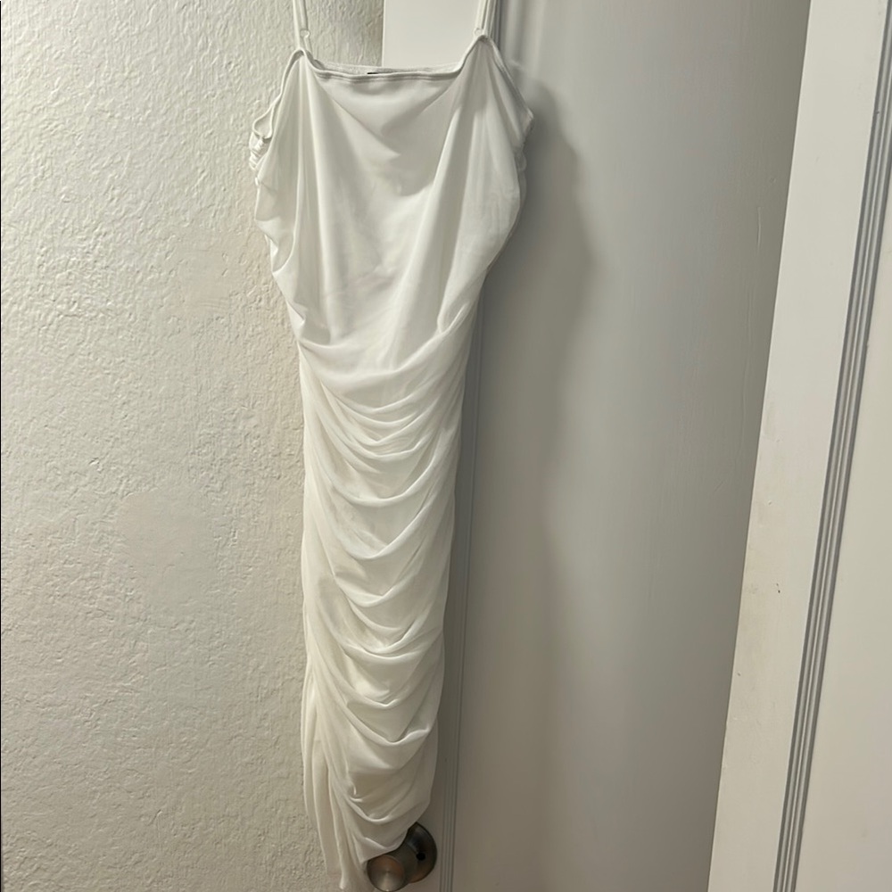 SHEIN White Ruched Slip Dress for Brides
